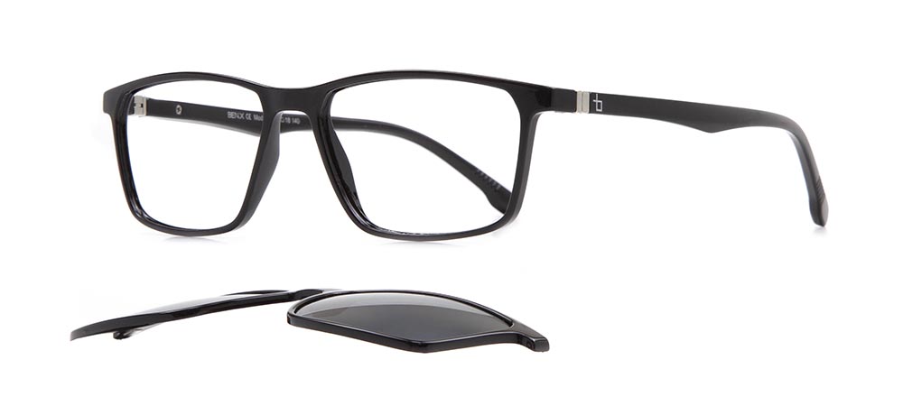 BENX FANTASIA Clipon Teenage Man Rectangular Full-Rimmed Ultem Polarize BXTR90 924-06